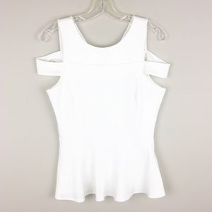 Boston Proper | White Strappy Shoulder Top - H6
